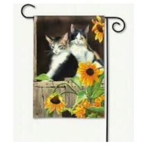Susan‎ Bourdet Garden Flag Calico Kitties Sunflowers 12.5 x 18 Inch Flag